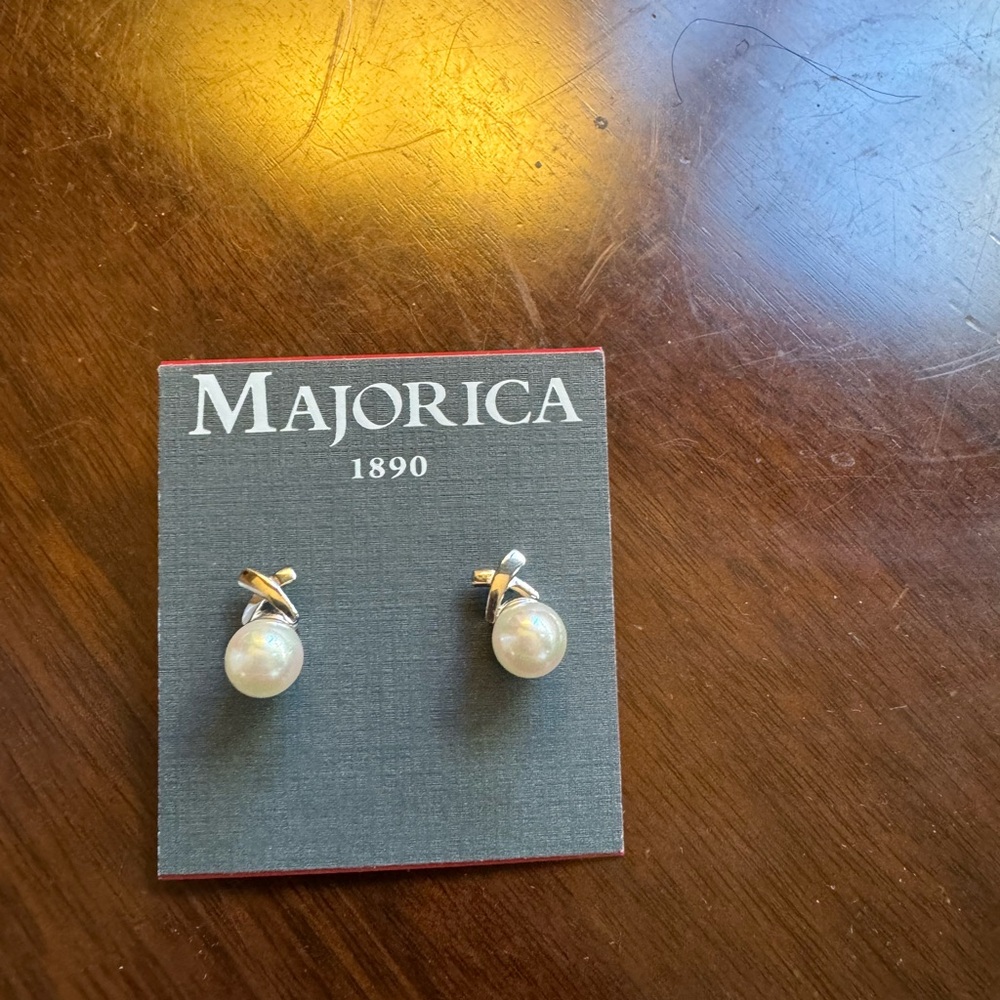 Majorica simulated pearl stud silver